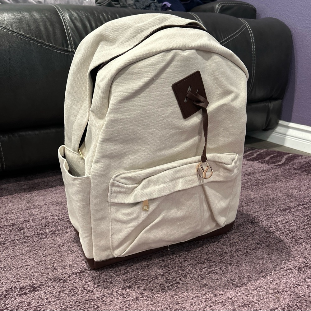 Cream and Brown Backpack